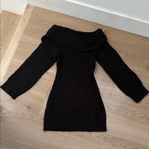 Black Off-Shoulder Sweater Dress